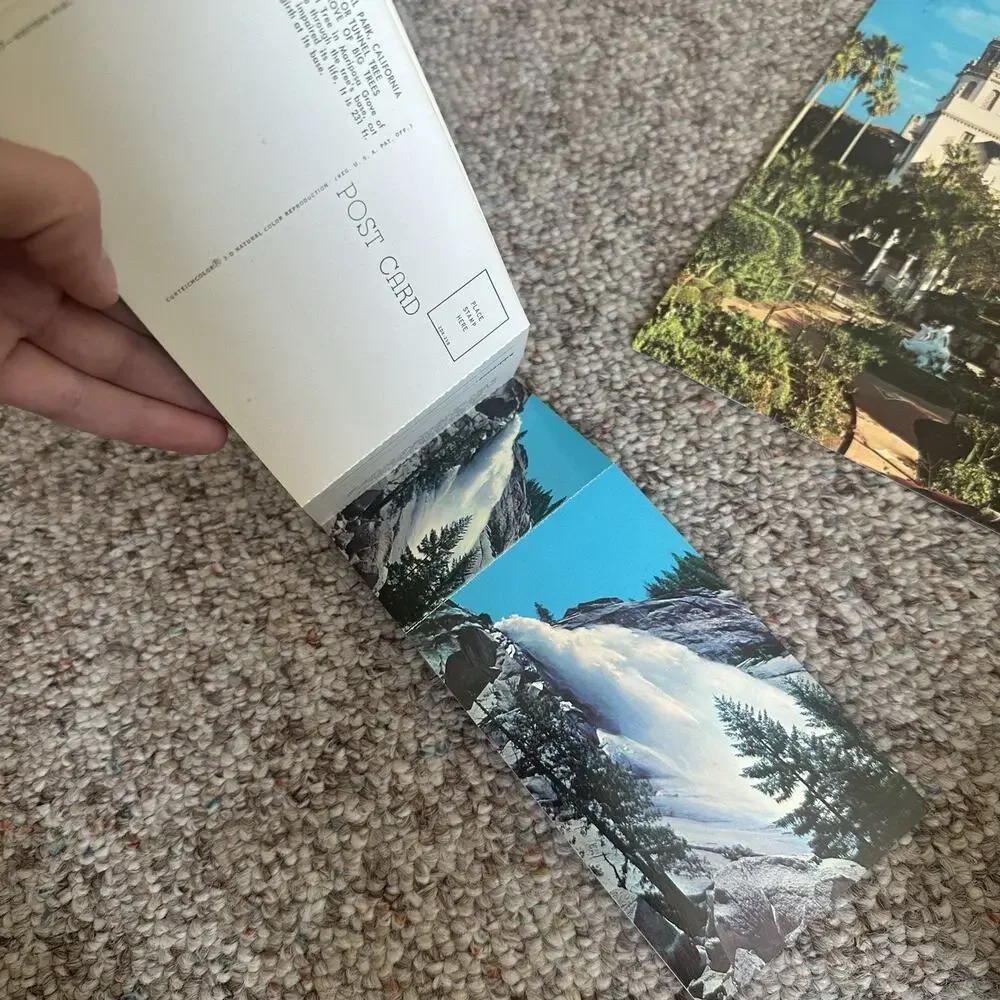 Vintage California Postcard Lot Giant Hearst Castle Yosemite Booklet 3 Pcs